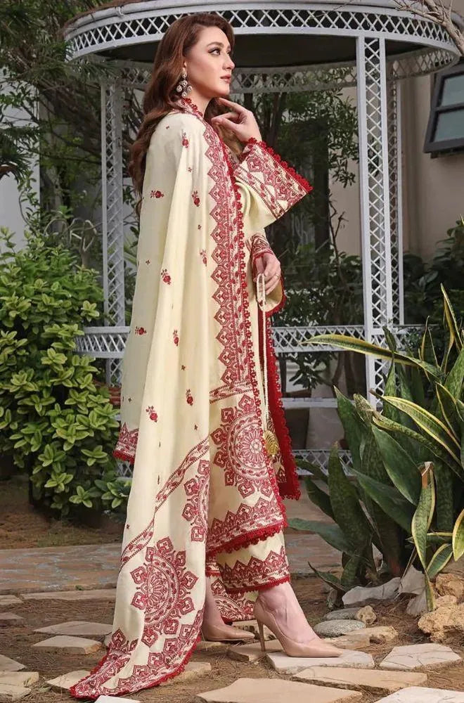 3Pcs Women's Unstitched Embroidered Suit