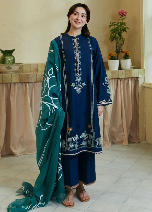 3Pcs Women's Unstitched Embroidered Suit