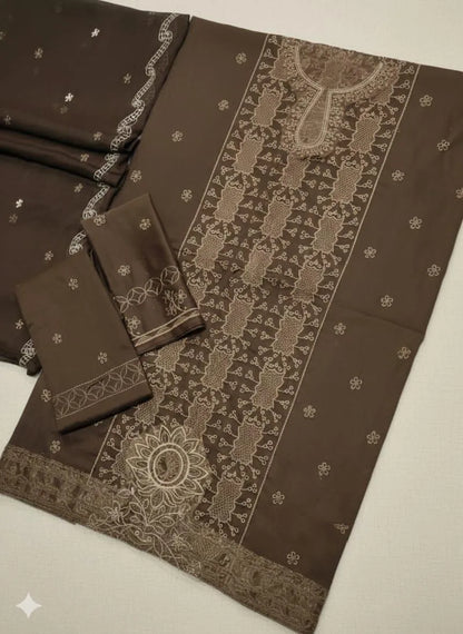 3Pcs Women's Unstitched Embroidered Suit