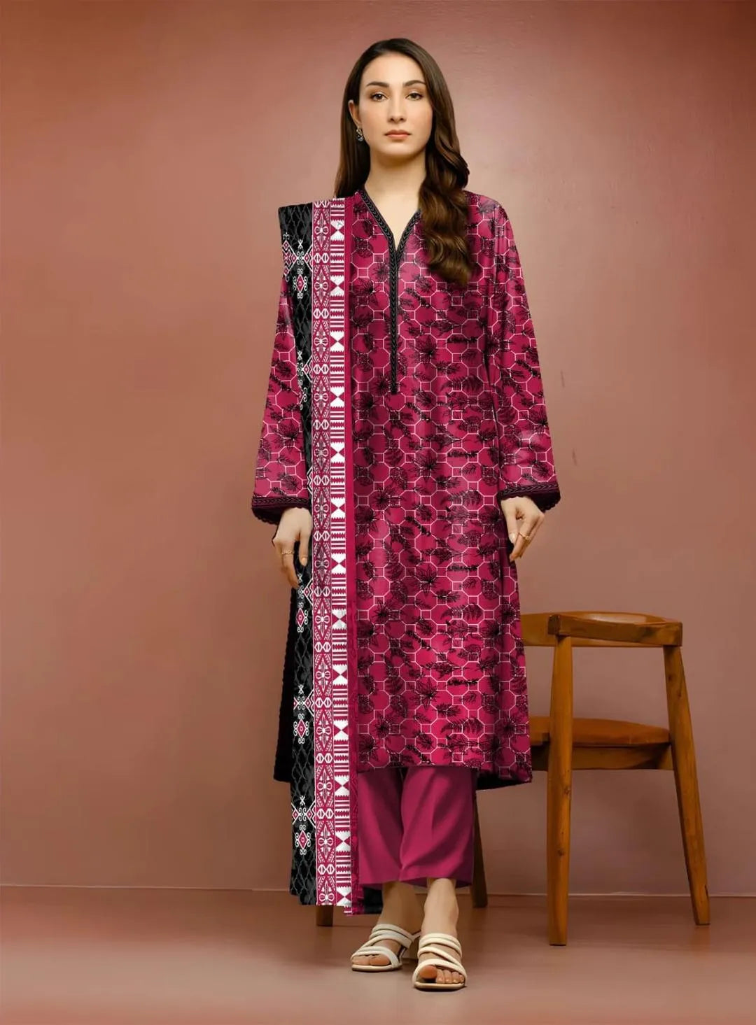 3Pcs Women's Unstitched printed Suit