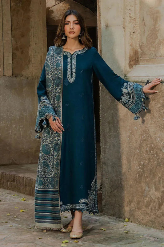 IZEL 3Pcs Women's Unstitched Embroidered Suit