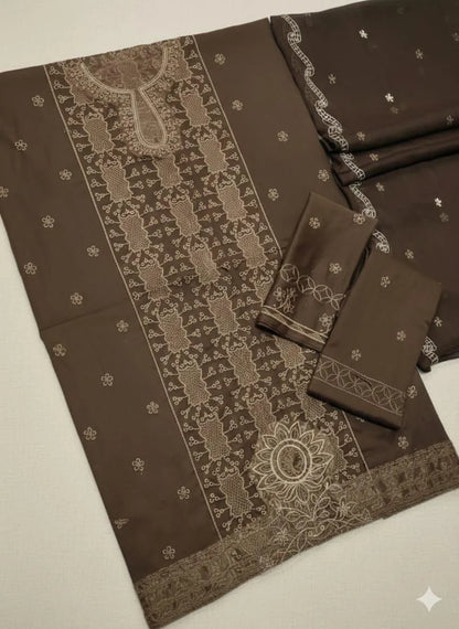 3Pcs Women's Unstitched Embroidered Suit