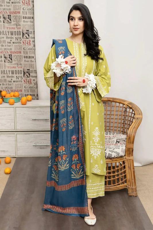 3Pcs Women's Unstitched Embroidered Suit