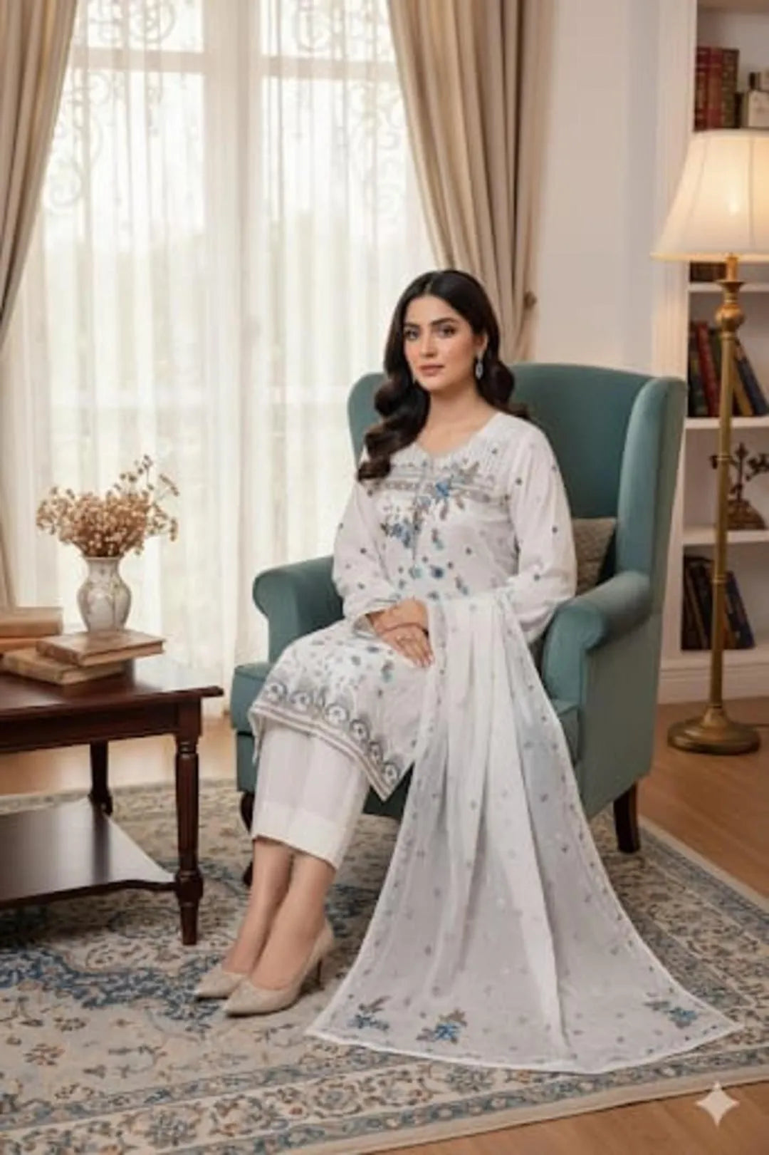 3Pcs Women's Unstitched Embroidered Suit